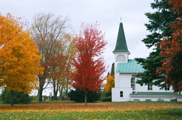 Photo of Old Church in fall