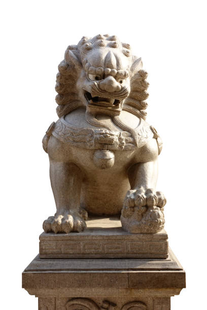 istock Chinese lion statue isolated on white background,Chinese guardian lions 1194009779
