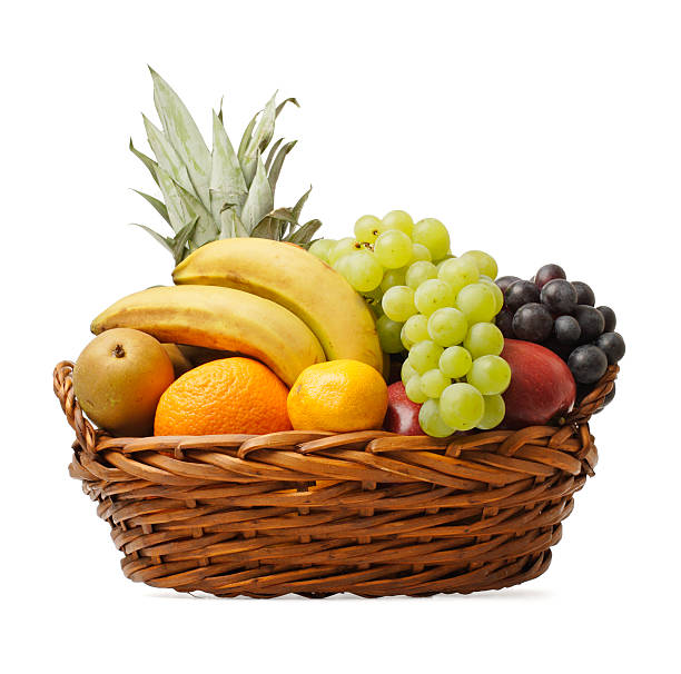 корзина с фруктами - basket of fruits стоковые фото и изображения