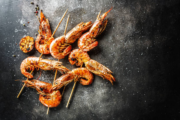 istock Tasty grilled shrimp skewers 1194016710