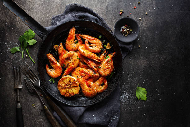 istock Roasted shrimps on pan 1194016725