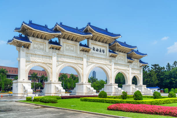 Fabulous view of the Gate of Great Piety, Taipei, Taiwan Fabulous view of the Gate of Great Piety at Liberty Square in Taipei, Taiwan. The square is a popular tourist destination of Asia. chiang kai shek photos stock pictures, royalty-free photos & images