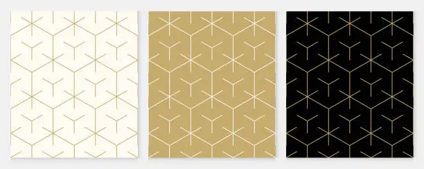 Vector illustration of Background pattern seamless geometric line abstract gold luxury color vector. Christmas background.