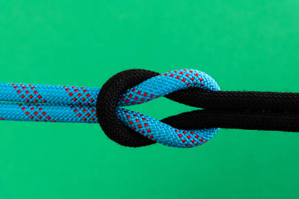 istock Reef knot on green background 1194021746