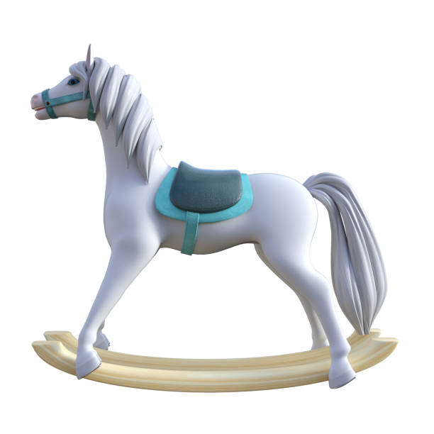 istock Toy rocking horse isolated on white, 3d render. 1194023433