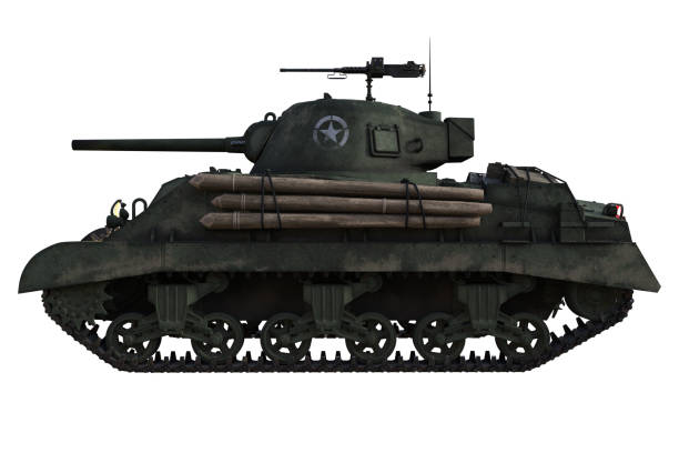 istock Large Military Army tank isolated on white, 3d render. 1194023461