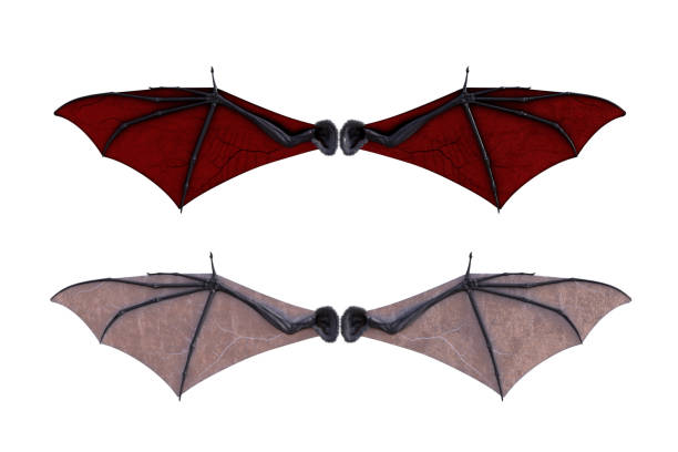 istock Pair of colored bat wings isolated on white, 3d render. 1194023593