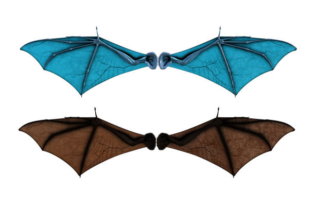 istock Pair of colored bat wings isolated on white, 3d render. 1194023630