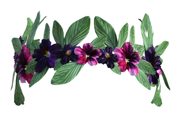 istock Beautiful flower headdress wreath isolated on white, 3d render. 1194024260