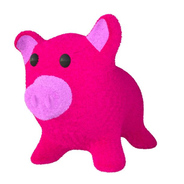 istock Bright pink piglet teddy isolated on white, 3d render. 1194024312