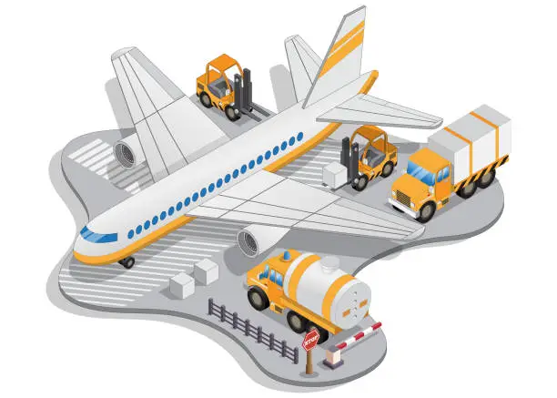 Vector illustration of Loading aircraft.