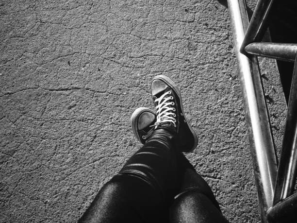 istock Black and white selfie sneakers 1194026073