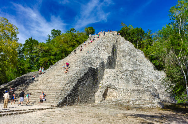 nohoch mul pyramid w coba, meksyk - cobe zdjęcia i obrazy z banku zdjęć