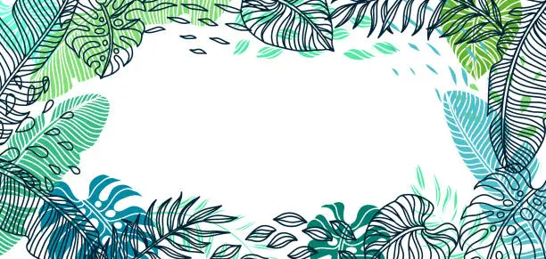 Vector illustration of Background with palm leaves.