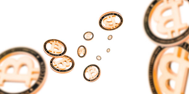 istock Litecoin. Gold Falling Bitcoins on white. Cryptocurrency golden concept. Falling background. 1194028834