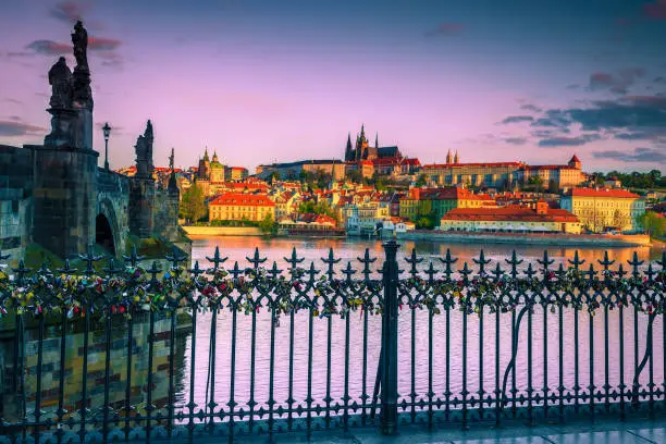 Photo of Majestic locations at sunrise with historic buildings, Prague, Czech Republic