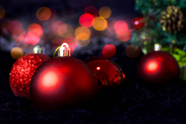 istock Christmas holiday with red balls shiny decorated. 1194042962