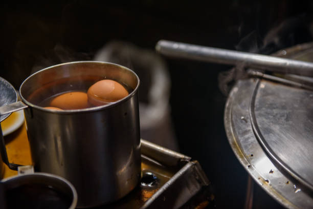 Traditional method of boiling eggs in Thailand