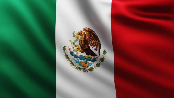 istock Large Mexican Flag background in the wind 1194047867
