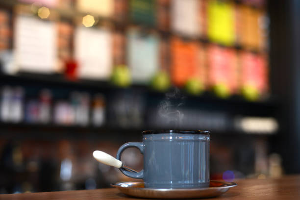 Hot Coffee on the table with coffee shop