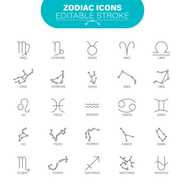 ilustrações, clipart, desenhos animados e ícones de sinais do zodíaco - computer icon fortune telling symbol astrology sign