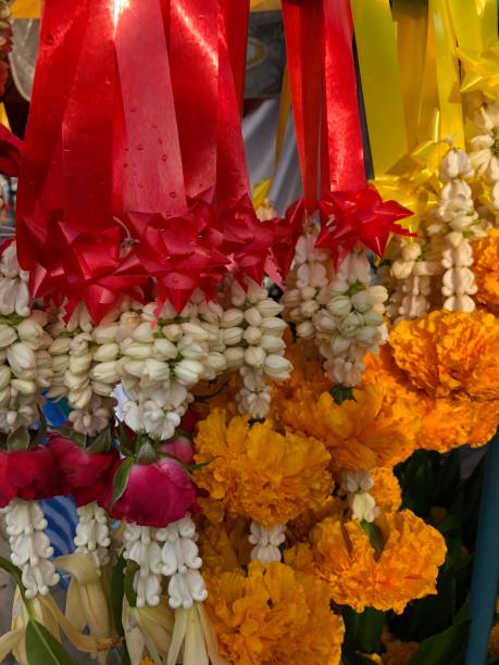 istock Thai amulets, charms from fresh tropical flowers 1194052577