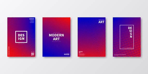 макет шаблона брошюры, дизайн красной обложки, годовой отчет о бизнесе, флаер, журнал - abstract red blue backgrounds stock illustrations