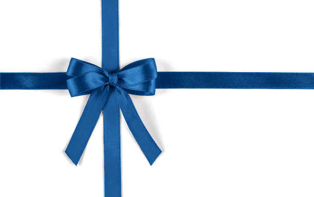 istock Shiny blue silk ribbon on white background. 1194057226