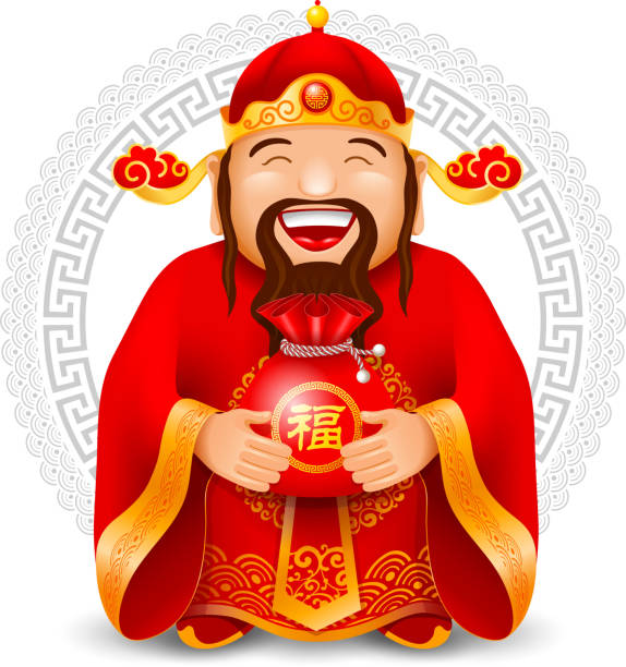 illustrazioni stock, clip art, cartoni animati e icone di tendenza di dio cinese della ricchezza - chinese ethnicity god chinese new year luck