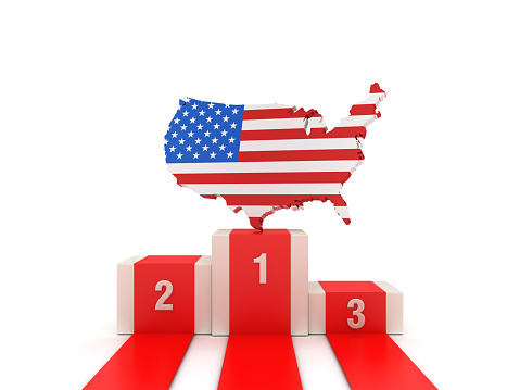 Podium with USA Country Flag - 3D Rendering