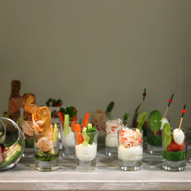 istock Snacks at the stand-up party or buffet lunch with copyspace 1194060996