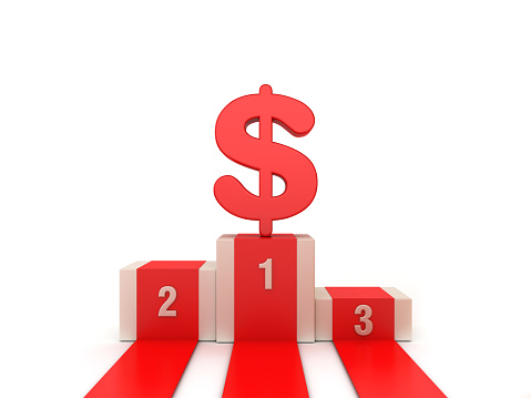 Podium with Dollar Sign - 3D Rendering
