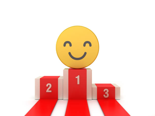 istock Podium with Happy Emoticon - 3D Rendering 1194062423