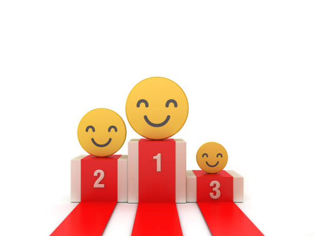 istock Podium with Happy Emoticon - 3D Rendering 1194062431