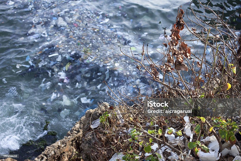 Пластмассы в море - Стоковые фото Антисанитарный роялти-фри