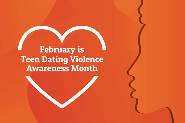 Concept of Teen Dating Violence Awareness Month, February. Silhouette of young african american girl. Template for background, banner, card, poster with text inscription. Vector illustration. Concept of Teen Dating Violence Awareness Month, February. Silhouette of young african american girl. Template for background, banner, card, poster with text inscription. Vector illustration teen romance stock illustrations