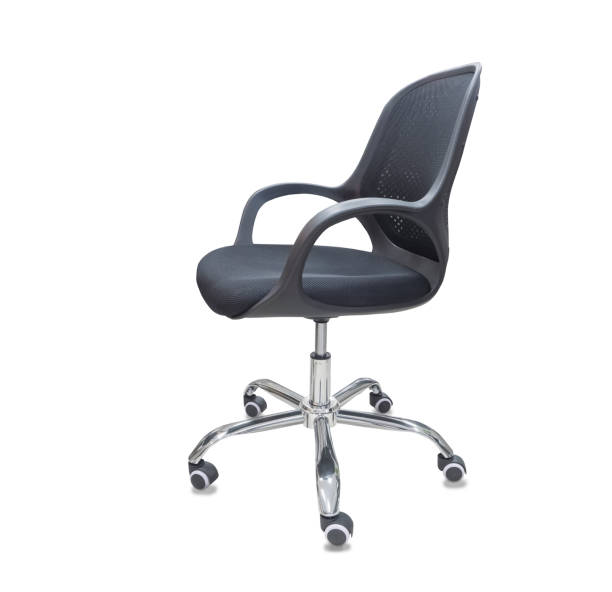 istock The office chair from black textile. Isolated over white 1194071167