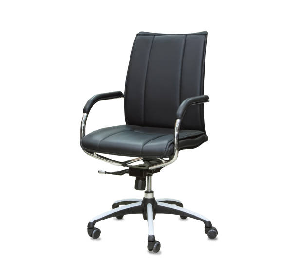 istock The office chair from black leather. Isolated over white 1194071196