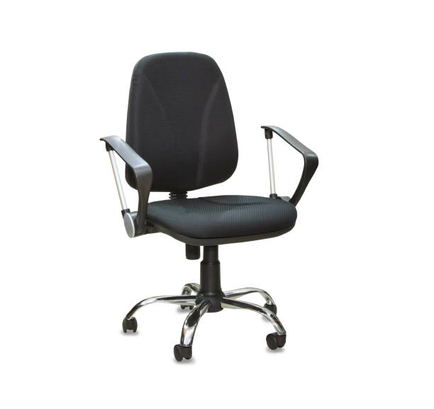istock The office chair from black textile. Isolated over white 1194071205