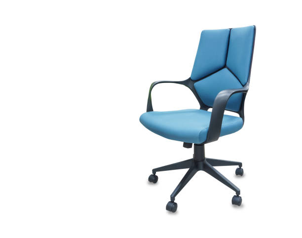 istock The office chair from blue cloth. Isolated over white 1194071254