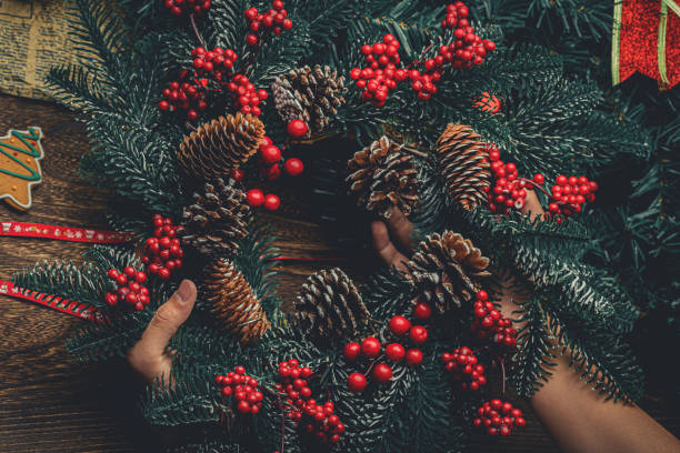 istock Christmas Wreath And Decorations 1194071753