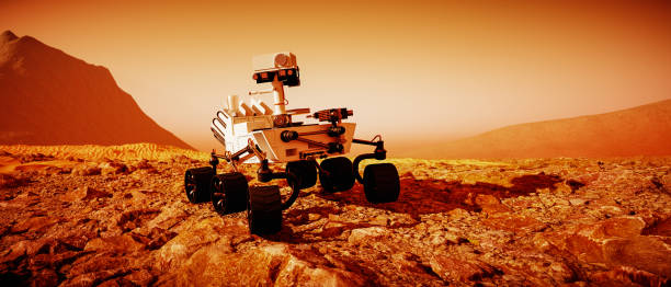a mars rover explores the red planet (3d rendering) a mars rover explores the red planet mars stock pictures, royalty-free photos & images