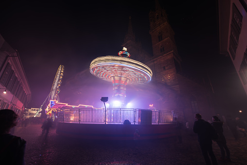 Basel, switzerland, november 02, 2019, Autumn fair in Basel with a wide variety of rides.