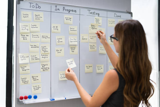istock Businesswoman Writing On Sticky Notes 1194076809