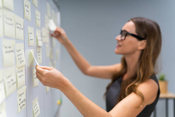 istock Businesswoman Arranging Sticky Notes 1194076816
