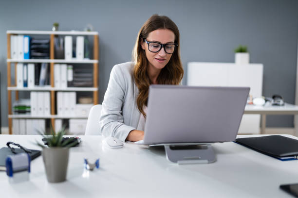 istock Beautiful Businesswoman Working At Her Computer 1194076821