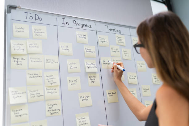 Businesswoman Writing On Sticky Notes
