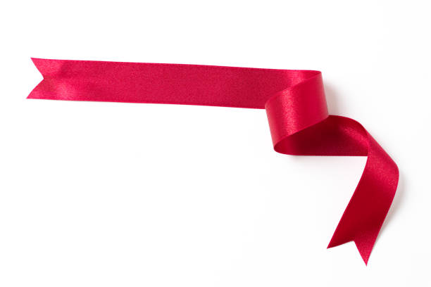 istock Red banners ribbons label on white background 1194077474