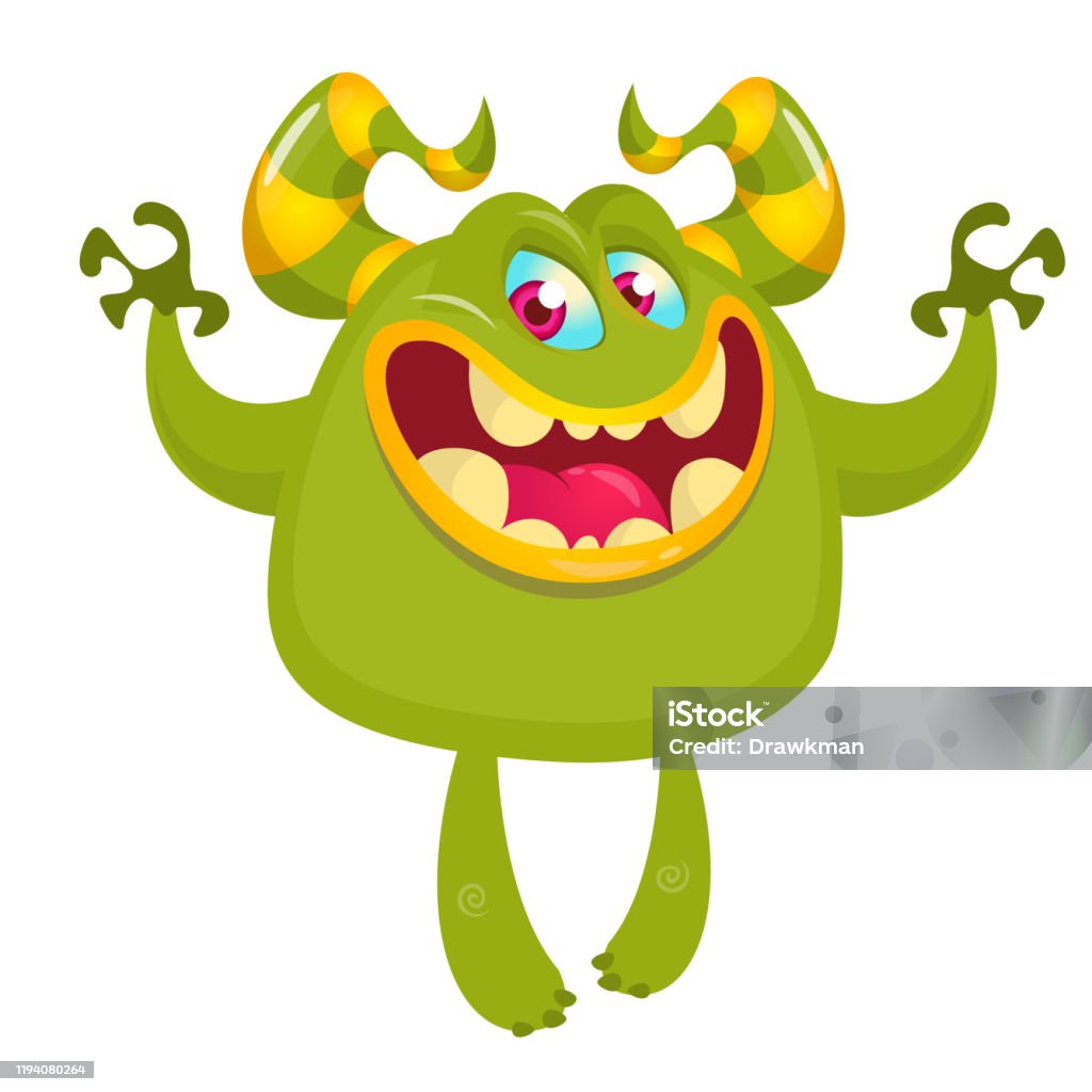 Funny Cartoon Monster Vector Illustration Of Excited Monster Character  Stock Illustration - Download Image Now - iStock