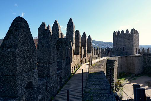 Photograph of the wall and interiors of Guimaraes Castle on 12/5/2019, Guimaraes, Portugal